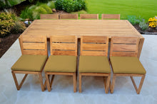 9 pc Venice Teak Armless Dining Set with 96" Rectangular Dining Table