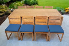 9 pc Venice Teak Armless Dining Set with 96" Rectangular Dining Table