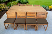 9 pc Venice Teak Armless Dining Set with 96" Rectangular Dining Table