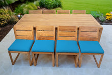 9 pc Venice Teak Armless Dining Set with 96" Rectangular Dining Table
