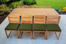 9 pc Venice Teak Armless Dining Set with 96" Rectangular Dining Table