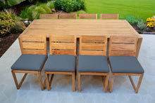 9 pc Venice Teak Armless Dining Set with 96" Rectangular Dining Table