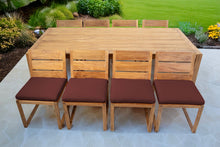 9 pc Venice Teak Armless Dining Set with 96" Rectangular Dining Table