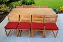9 pc Venice Teak Armless Dining Set with 96" Rectangular Dining Table