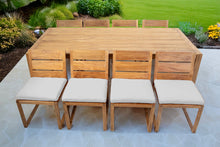 9 pc Venice Teak Armless Dining Set with 96" Rectangular Dining Table