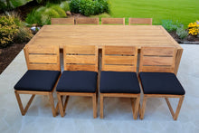 9 pc Venice Teak Armless Dining Set with 96" Rectangular Dining Table