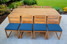 9 pc Venice Teak Armless Dining Set with 96" Rectangular Dining Table