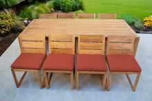 9 pc Venice Teak Armless Dining Set with 96" Rectangular Dining Table
