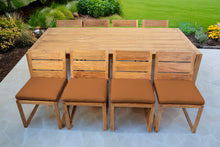 9 pc Venice Teak Armless Dining Set with 96" Rectangular Dining Table