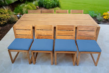 9 pc Venice Teak Armless Dining Set with 96" Rectangular Dining Table