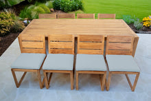 9 pc Venice Teak Armless Dining Set with 96" Rectangular Dining Table