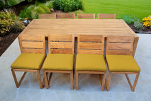 9 pc Venice Teak Armless Dining Set with 96" Rectangular Dining Table