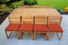 9 pc Venice Teak Armless Dining Set with 96" Rectangular Dining Table