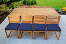9 pc Venice Teak Armless Dining Set with 96" Rectangular Dining Table