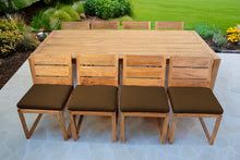 9 pc Venice Teak Armless Dining Set with 96" Rectangular Dining Table