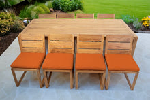 9 pc Venice Teak Armless Dining Set with 96" Rectangular Dining Table