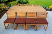 9 pc Venice Teak Armless Dining Set with 96" Rectangular Dining Table