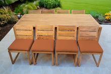 9 pc Venice Teak Armless Dining Set with 96" Rectangular Dining Table