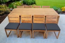9 pc Venice Teak Armless Dining Set with 96" Rectangular Dining Table