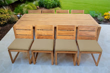 9 pc Venice Teak Armless Dining Set with 96" Rectangular Dining Table