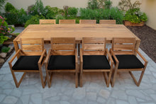 9 pc Venice Teak Arm Dining Set with 108" Rectangular Dining Table