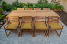 9 pc Venice Teak Arm Dining Set with 108" Rectangular Dining Table