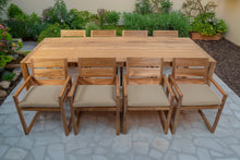 9 pc Venice Teak Arm Dining Set with 108" Rectangular Dining Table