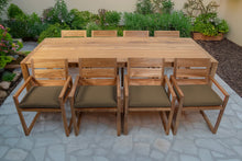 9 pc Venice Teak Arm Dining Set with 108" Rectangular Dining Table