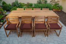 9 pc Venice Teak Arm Dining Set with 108" Rectangular Dining Table
