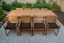 9 pc Venice Teak Arm Dining Set with 108" Rectangular Dining Table