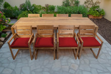 9 pc Venice Teak Arm Dining Set with 108" Rectangular Dining Table