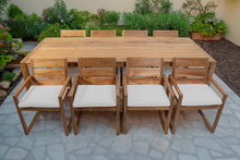 9 pc Venice Teak Arm Dining Set with 108" Rectangular Dining Table