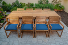 9 pc Venice Teak Arm Dining Set with 108" Rectangular Dining Table