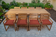 9 pc Venice Teak Arm Dining Set with 108" Rectangular Dining Table