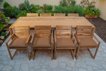 9 pc Venice Teak Arm Dining Set with 108" Rectangular Dining Table