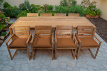 9 pc Venice Teak Arm Dining Set with 108" Rectangular Dining Table