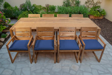 9 pc Venice Teak Arm Dining Set with 108" Rectangular Dining Table