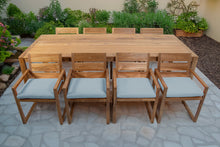 9 pc Venice Teak Arm Dining Set with 108" Rectangular Dining Table