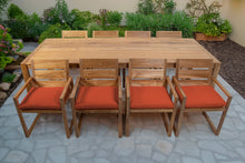 9 pc Venice Teak Arm Dining Set with 108" Rectangular Dining Table