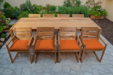 9 pc Venice Teak Arm Dining Set with 108" Rectangular Dining Table