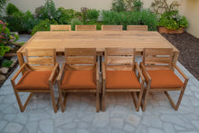 9 pc Venice Teak Arm Dining Set with 108" Rectangular Dining Table