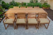 9 pc Venice Teak Arm Dining Set with 108" Rectangular Dining Table