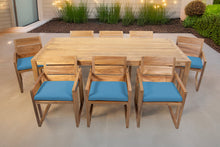 9 pc Venice Teak Arm Dining Set with 84" Rectangular Dining Table