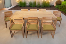 9 pc Venice Teak Arm Dining Set with 84" Rectangular Dining Table