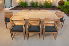 9 pc Venice Teak Arm Dining Set with 84" Rectangular Dining Table