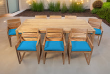 9 pc Venice Teak Arm Dining Set with 84" Rectangular Dining Table