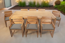 9 pc Venice Teak Arm Dining Set with 84" Rectangular Dining Table