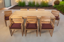 9 pc Venice Teak Arm Dining Set with 84" Rectangular Dining Table