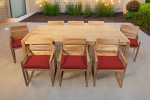 9 pc Venice Teak Arm Dining Set with 84" Rectangular Dining Table
