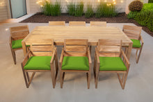 9 pc Venice Teak Arm Dining Set with 84" Rectangular Dining Table